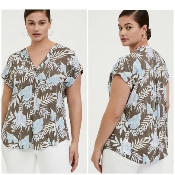 Torrid 1 Floral Challis Dolman Blouse Top Button Down Shirt Womens Plus NWT New - Picture 1 of 7